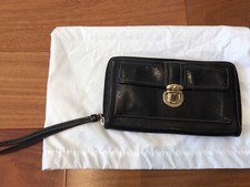 Marc Jacobs large zip wallet wristlet clutch black