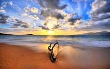 Landscape nature sky sea beach wood clouds sunlight Custom Gaming Mat Desk