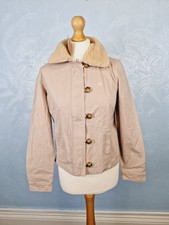 Brakeburn Jacket Womens Size 8 Sample Deck Style Borg Collar Beige *marked Back*