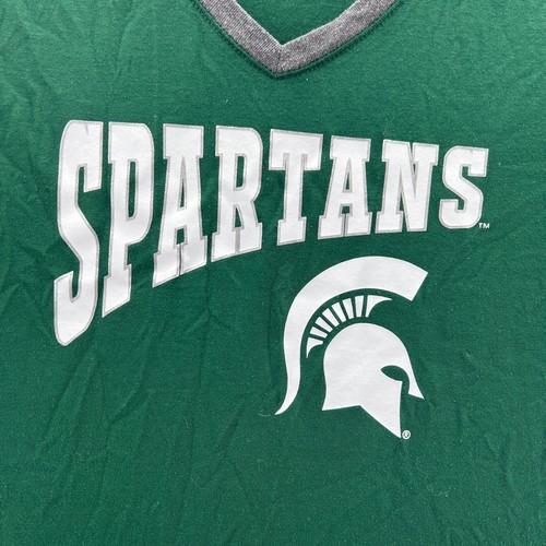 Michigan State Spartans Shirt XL Women Green V Neck Short Sleeve MSU College Tee - Picture 4 of 11