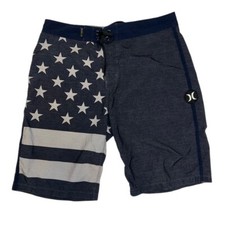 Men's Hurley Phantom Board Shorts Size 29 Gotham Grey Charcoal Patriot USA Flag