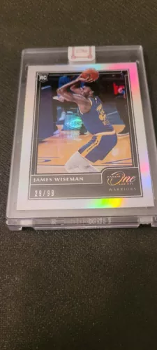 2020-21 Panini One and One NBA #130 James Wiseman Encased Rookie Card RC #29/99