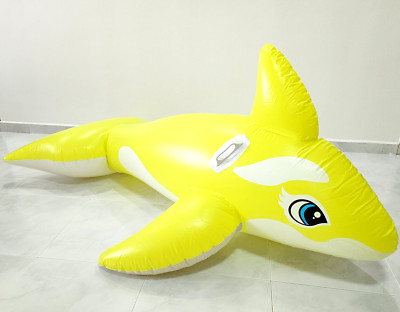 Unbranded 2 Meter Yellow Whale Inflatable Ride On Swimming Float Rapid Valve