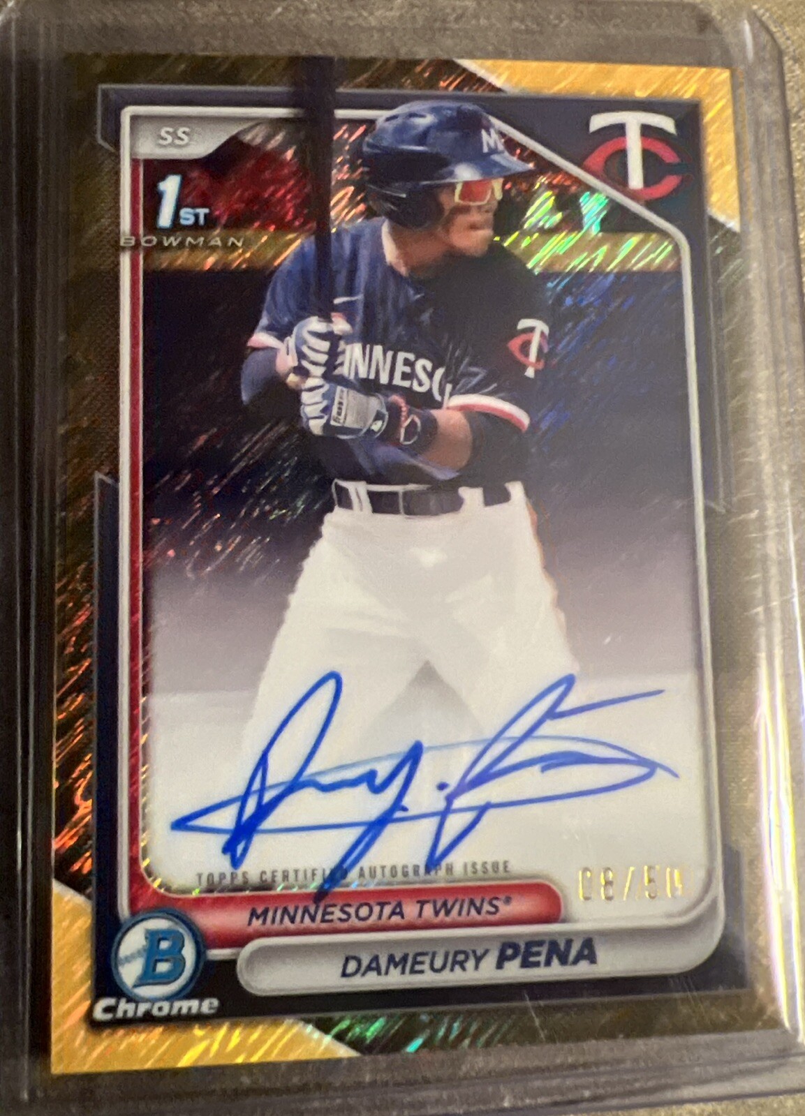 2024 Bowman Chrome Dameury Pena 1st gold Shimmer  Autograph 8/50