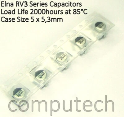 5 pezzi 33uF 25V Condensatore elettrolitico SMD 5mm x 5,3mm Elna RV3 Serie