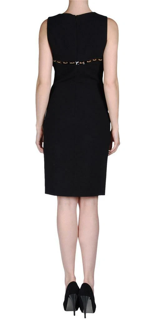 NUOVO GIANNI VERSACE APPLICAZIONE CATENA IN PELLE VERNICIATA LANA VERNICE ABITO NERO 44 8