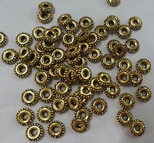 200pcs dark gold tone round crafted spacer beads 6mm wide H0864