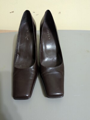 Aldo Women's Size 38 (US 7.5) High Heel Wedge Shoes, Coffee Brown.
