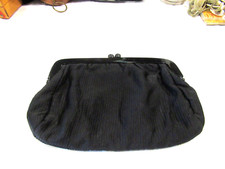 Vanessa black shirred fabric clutch purse, evening bag