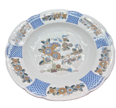 Vintage Kahla Round Serving Dish Floral Design Made In GDR Germany Blue 12 