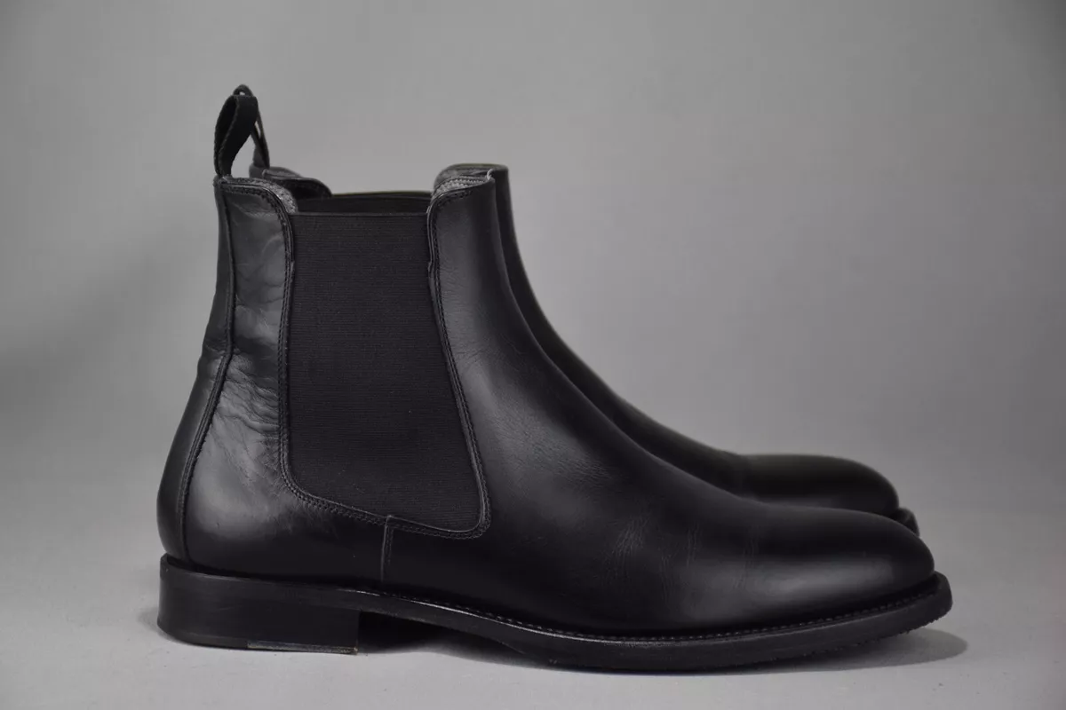 Men&#039;s Scarosso Giacomo Nero Black Leather Chelsea Boots Size US 10 UK 9 EU |