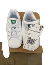 Adidas Stan Smith Infantil Cuna Zapatos Tenis Talla 3K Blanco con Verde Nuevo con Etiquetas
