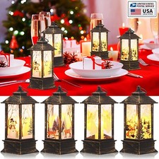 LED Christmas Light Up Lantern Flickering Candle Lamp Xmas Tree Hanging Ornament