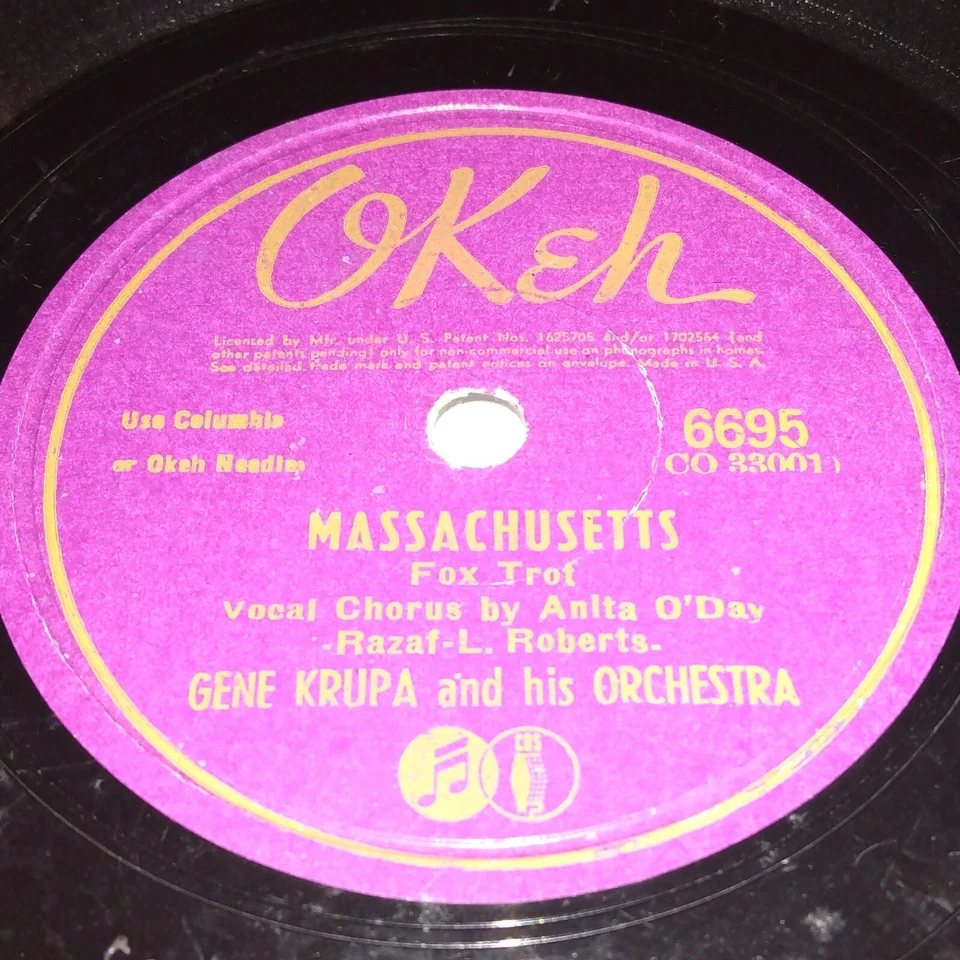  78 RPM Gene Krupa & Orchestra Jazz Record "Murder", He Says & Massachusetts  Foto 2 de 4