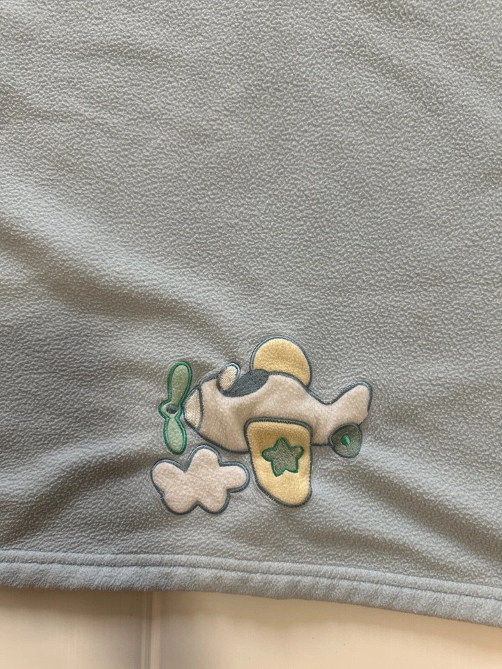 Wamsutta Bebé Avión Avión Azul Manta Seguridad Lovey Apliques Vellón Niños Foto 2 de 4