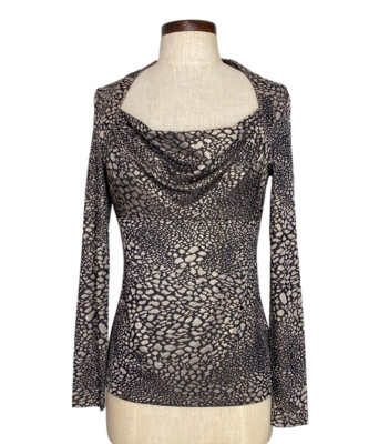 Cache Y2k Drape Neck Faux Snake Skin Blouse Sz S Pre Owned