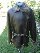 Vintage Walter Davoucci Genuine Shearling Sheepskin Parka Jacket Zipper Belt M