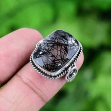 Rutilated Quartz Gemstone Ring 925 Sterling Silver Handmade Ring Size 8 Gift