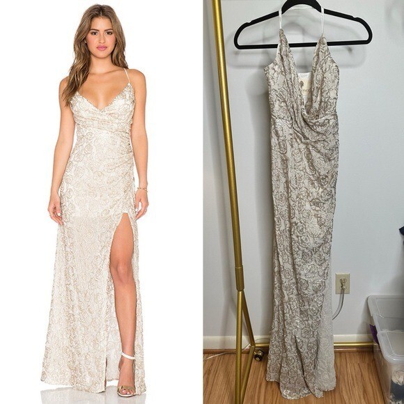 Revolve The Jetset Diaries Island Lover Gold Sequin Rose Gown