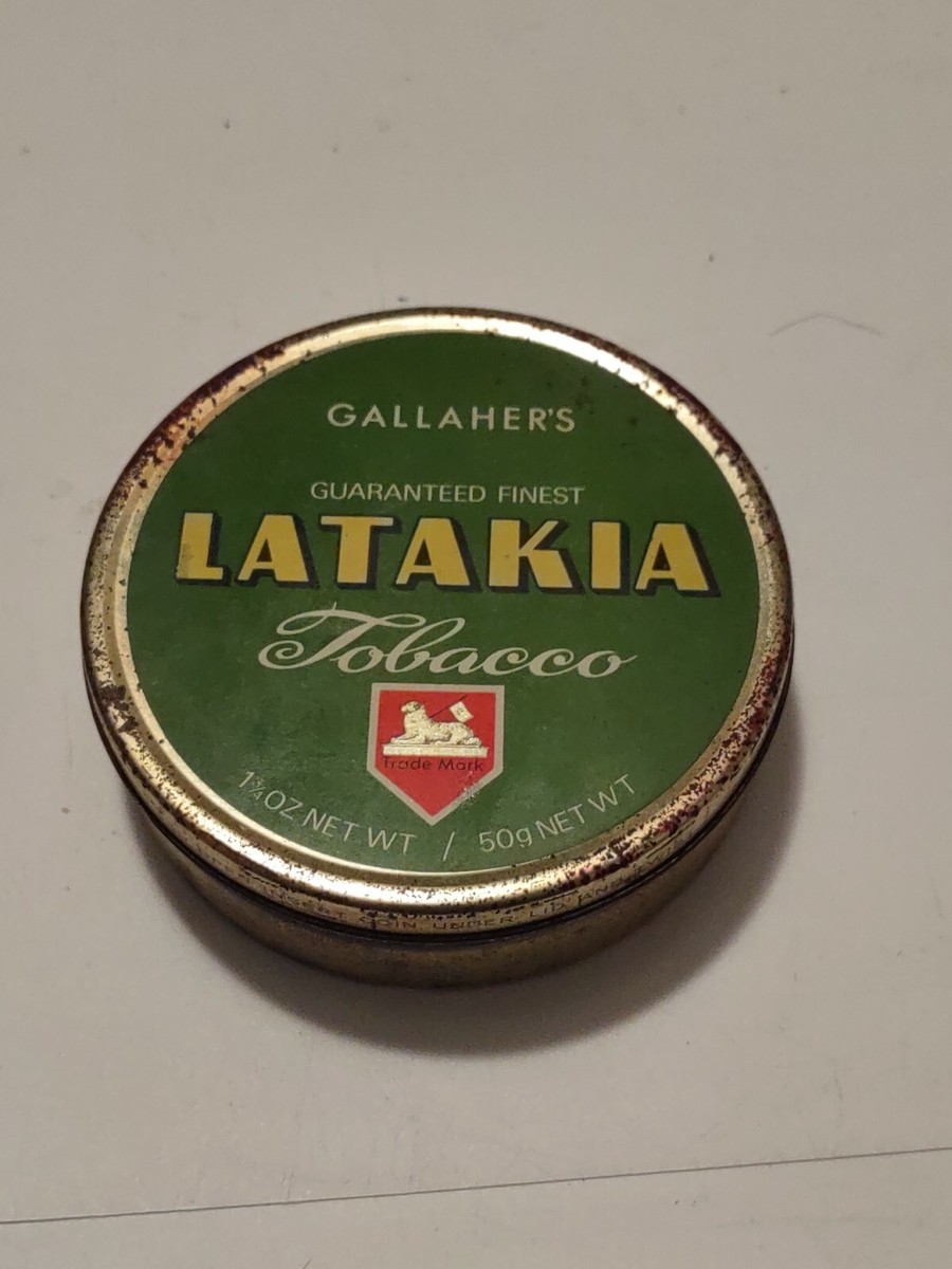 gallaher tobacco company VINTAGE GALLAHER'S LATAKIA TABACCO TIN EMPTY GREAT GRAPHICS AND COLORS