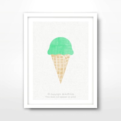 Mint Green Ice Cream Cute Kitchen Art Print Home Decor Room Wall
