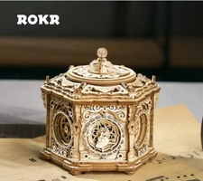 ROKR 3D Wooden Puzzle Model Kits for Adults to Build Music Box DIY Secret Garden