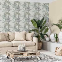 Vliestapete Dschungel Palmen Tropisch Vintage Beige GrüN Grau 82457 (3,73€/1Qm)