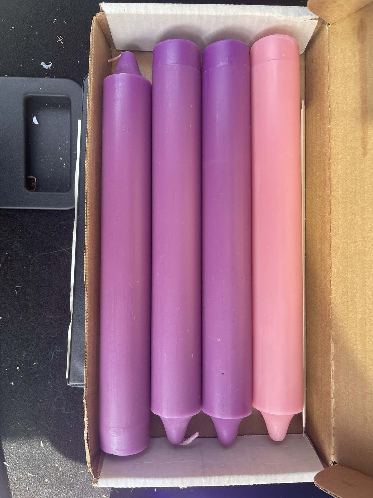 Vintage EMKAY Church Advent Candles 3 Purple 1 Rose, 1153, New in box