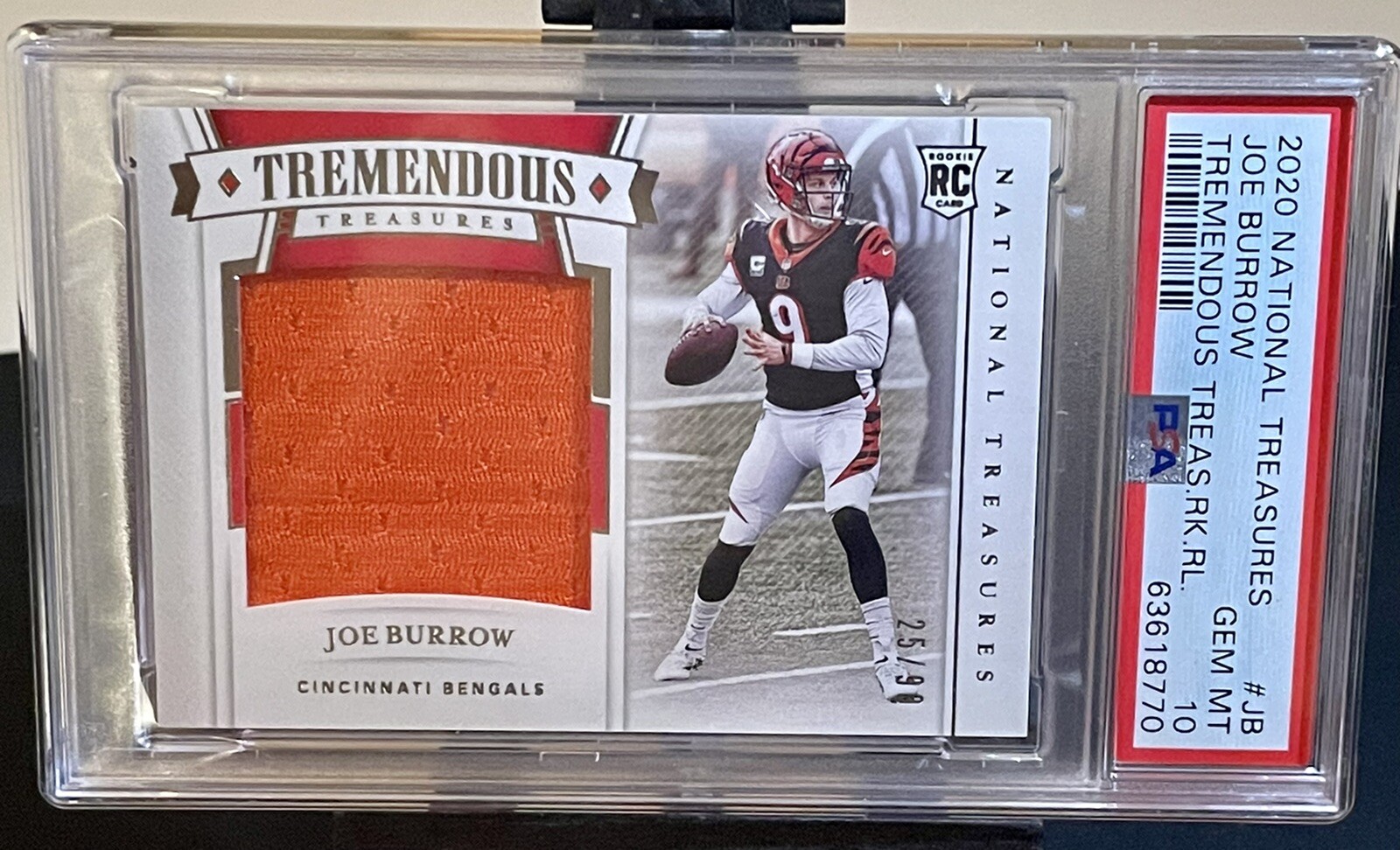 Joe Burrow Panini National Treasures Tremendous Treasures Rookies Relics #JB Base