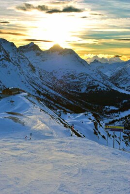 Sonnenuntergang Lech Zurs am Arlberg Ski Österreichische Alpen Österreich Berg Fotodruck