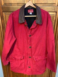 Marlboro Country Store Men L Barn Jacket Field Coat Red Button