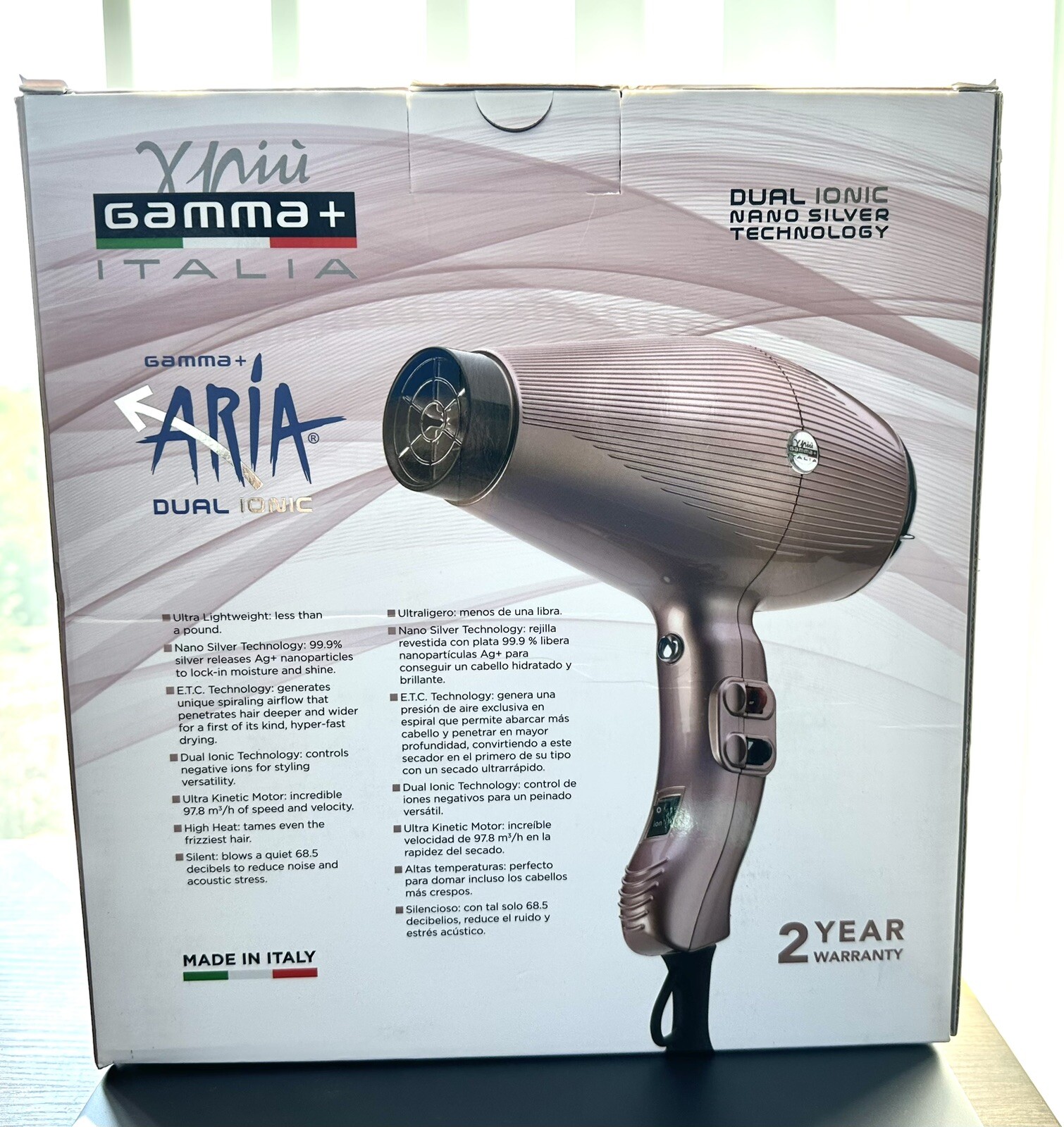 GAMMA+ Aria Dual Ionic Professional Ultralight Hair Dryer Pink 13.7 Oz ...