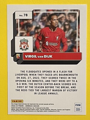 VIRGIL VAN DIJK 2022-23 Panini Donruss Soccer #78 Liverpool FC | eBay