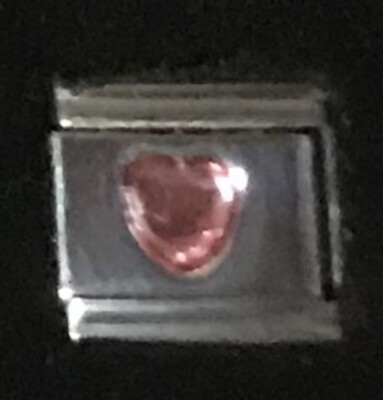 Rhinestone Heart Wholesale Italian Charm Enamel Link 9MM K18 Style Pink
