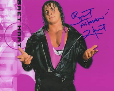 Bret Hit Man Hart Signed 8x10 Wrestling Promo Photo Wrestler