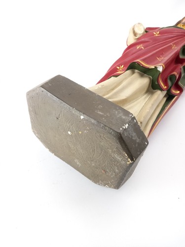 Alte Heiligenfigur Herz Jesus Christus Gips Skulptur Statue um 1900, gemarkt - Bild 4 von 14