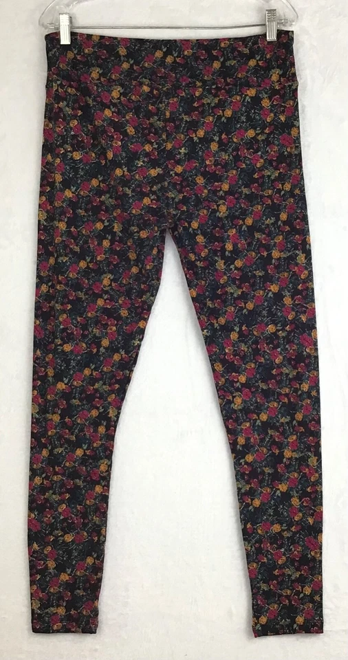 Leggings LuLaRoe / Negro Rosa Dorado Floral Rosas Flores / Talla Alta y Curvilínea TC Foto 4 de 4