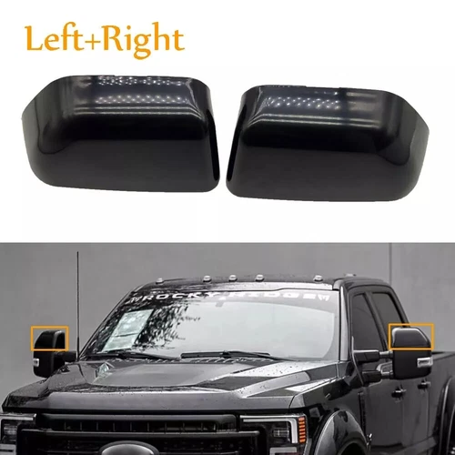 Pair Black Mirror Cover Cap Set LH & RH For 17-22 Ford Super Duty F250 F350 F450