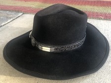 Bullhide Cowboy Western Hat Black Wool Felt Men M 7-7 1/8 Headband