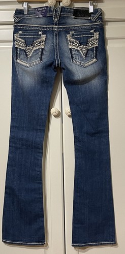 NWT VIGOSS The Dublin Medium Wash Denim Slim Boot Rhinestone Jean Size W25/L33 - Picture 3 of 11