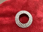 vintage schrager signed round milk glass pin brooch 1.75"