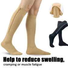 3x Zippered Compression Socks Closed Toe 20-30 mmHg with Zipper Safe Protection.