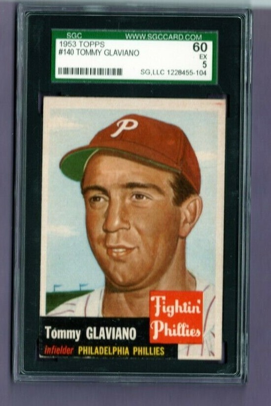 1953 TOPPS TOMMY GLAVIANO #140 SGC 5 PHILLY PHILLIES VINTAGE GRADED BASEBALL SP