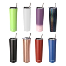 Ezprogear 34oz Matte Stainless Steel Slim Skinny Tumbler Insulated w/Straws