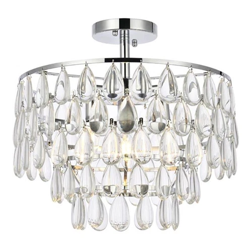 Elegant Lighting Mila 16" Iron and Crystal Flush Mount in Chrome - Picture 1 of 8