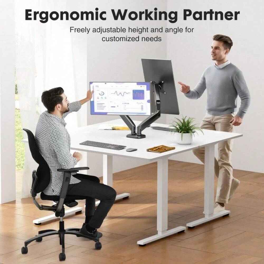 Adjustable Desk Mount Arm For 15 - 27 Inch Monitors, Supports Up To 17.6lbs, He