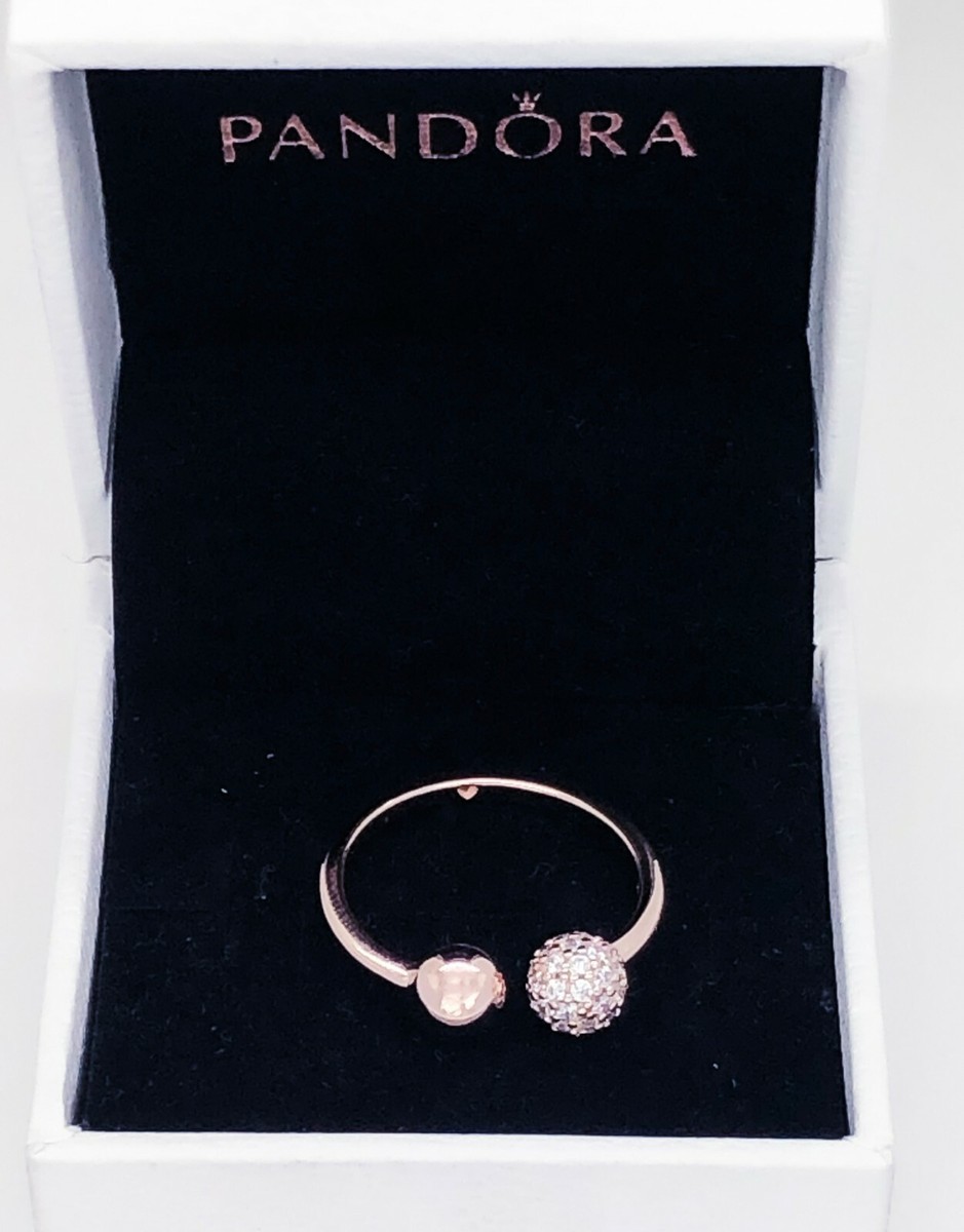 Authentic PANDORA Rose Gold Polished & Pave Bead Open Stackable
