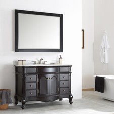 Traditional Large 1200MM Black Vanity Unit Basin Marble Bathroom Floor Antique 