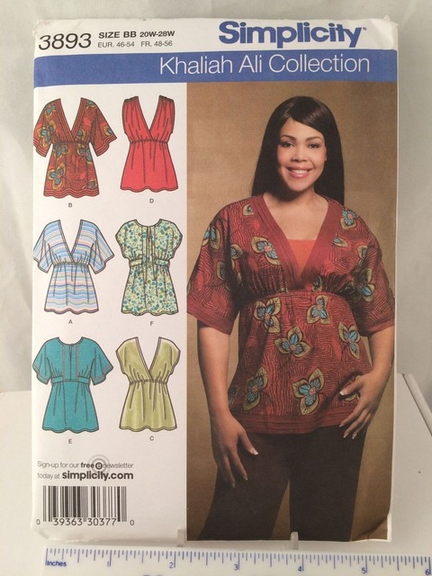 Simplicity 3893 Womens Tops Pattern Sz 20w 28w 6 Styles By Khaliah Ali