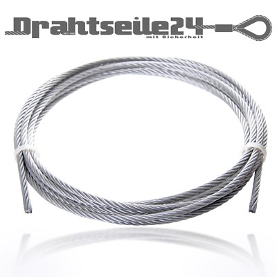 Stahlseil Meterware DIN 1mm 1,5mm 2mm 3mm 4mm 5mm 6mm 8mm 10mm 12mm 14mm 16mm
